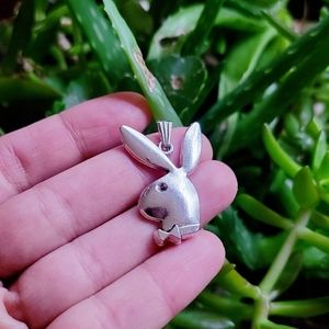 New Silver Playboy Bunny Pendant